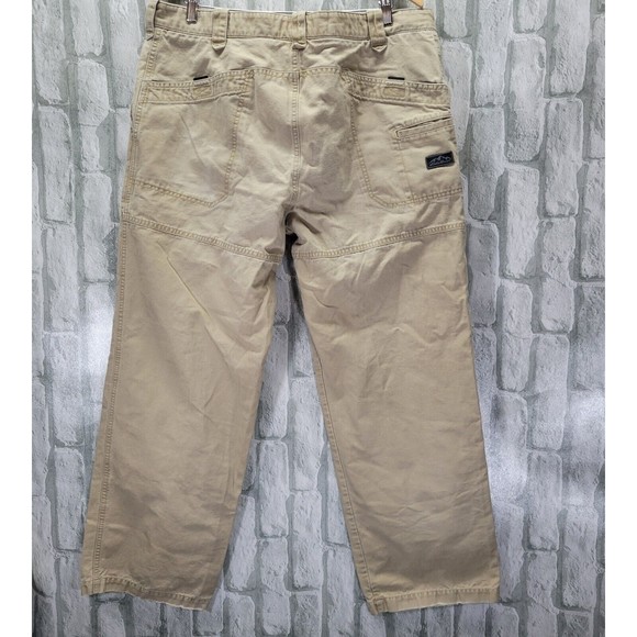 Eddie Bauer Heavy Duck Canvas Pants 38x32 Khaki Tan Outdoor Hiking Workwear - Picture 7 of 12
